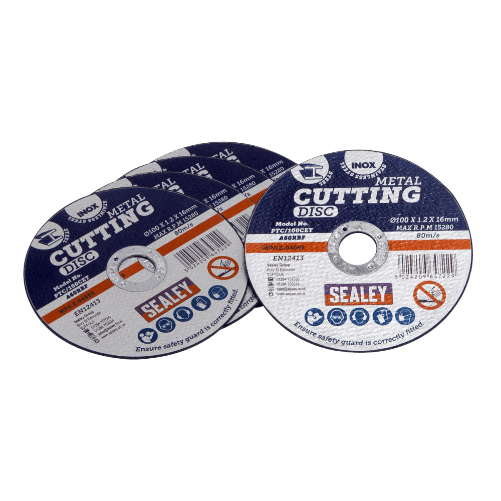 Sealey Cutting Disc 100 x 1.2mm 16mm Bore - Pack of 5 Model No-PTC/100CET5