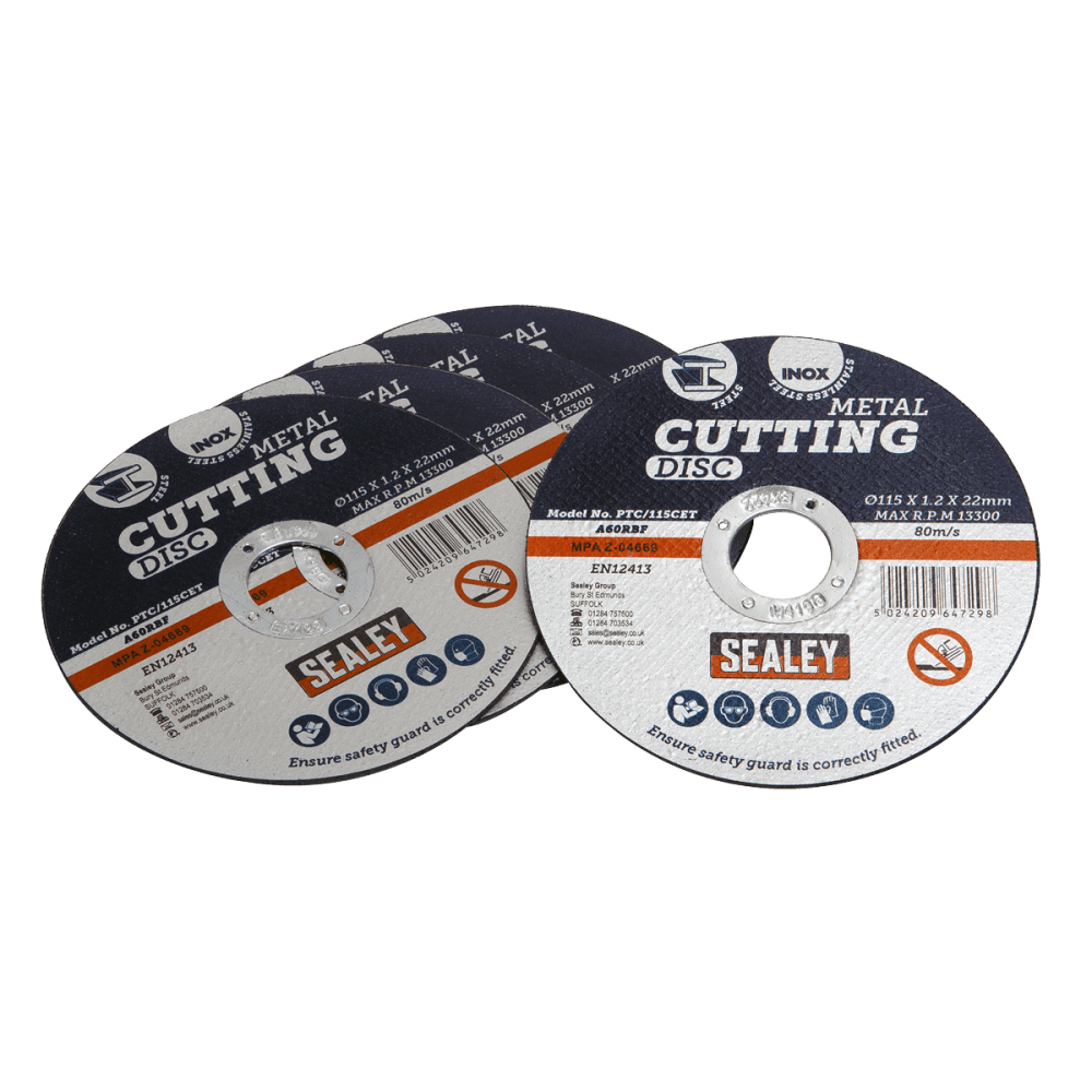Sealey Cutting Disc 115 x 1.2mm 22mm Bore - Pack of 5 Model No-PTC/115CET5