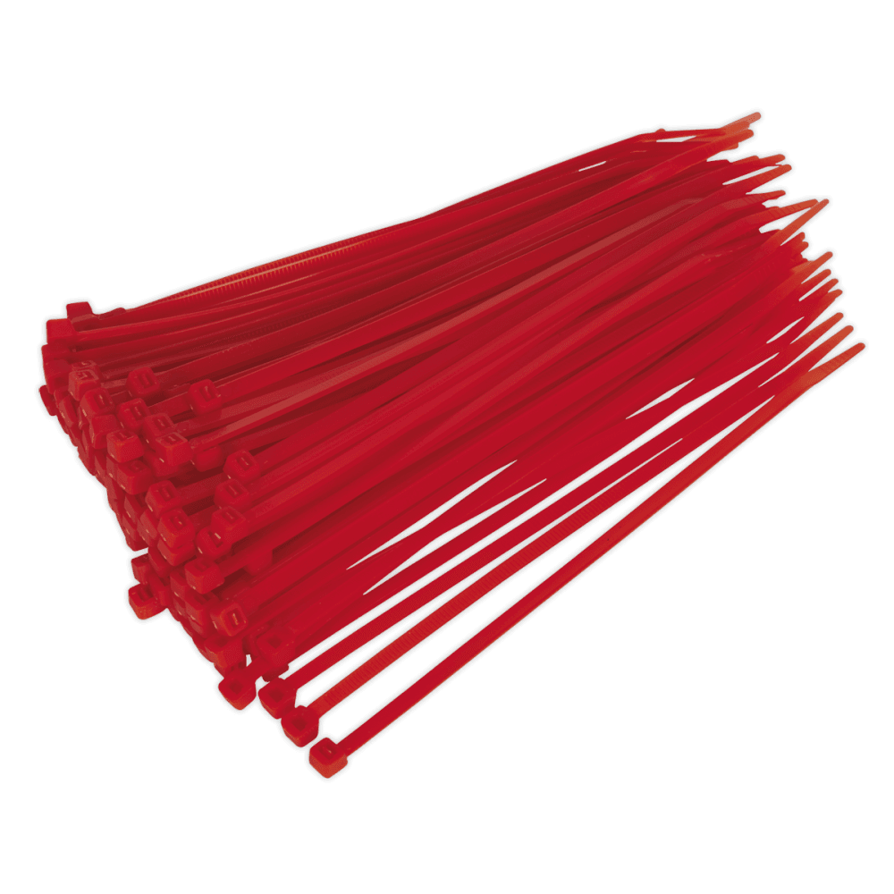 Sealey Cable Ties 200 x 4.8mm Red Pack of 100 Model No-CT20048P100R
