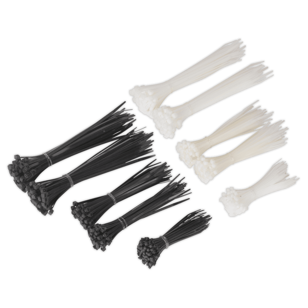 Sealey Cable Ties Assorted Black/White Pack of 600 Model No-CT600BW