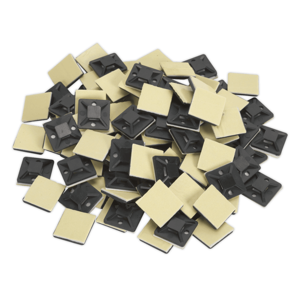 Sealey Self-Adhesive Cable Tie Mount 20 x 20mm Black Pack of 100 Model No-CTM2020B