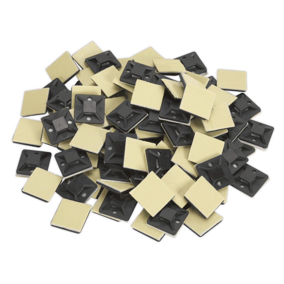 Sealey Self-Adhesive Cable Tie Mount 20 x 20mm Black Pack of 100 Model No-CTM2020B