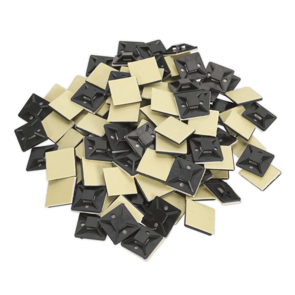 Sealey Self-Adhesive Cable Tie Mount 25 x 25mm Black Pack of 100 Model No-CTM2525B