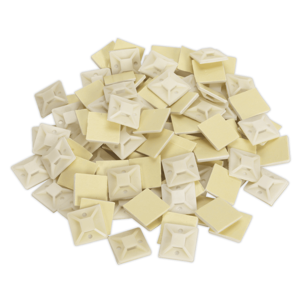 Sealey Self-Adhesive Cable Tie Mount 30 x 30mm White Pack of 100 Model No-CTM3030W