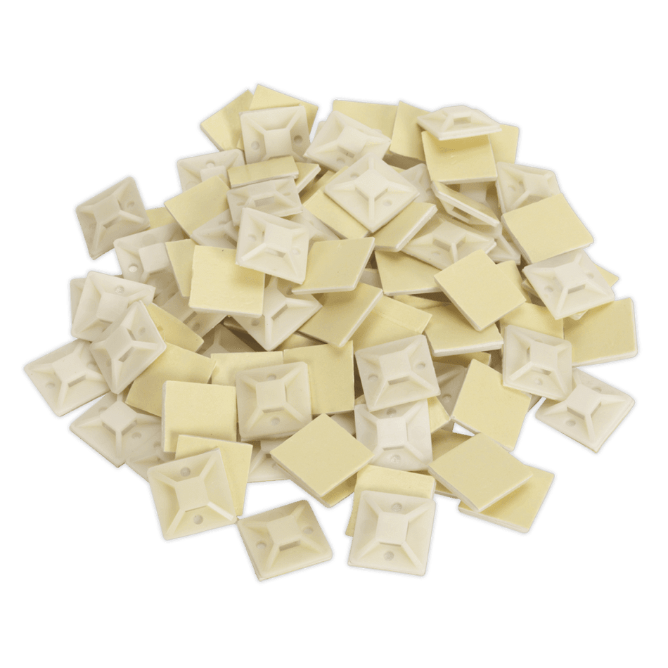 Sealey Self-Adhesive Cable Tie Mount 30 x 30mm White Pack of 100 Model No-CTM3030W