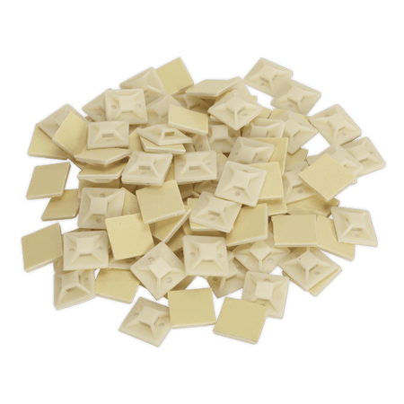 Sealey Self-Adhesive Cable Tie Mount 25 x 25mm White Pack of 100 Model No-CTM2525W