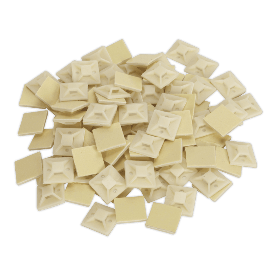 Sealey Self-Adhesive Cable Tie Mount 25 x 25mm White Pack of 100 Model No-CTM2525W