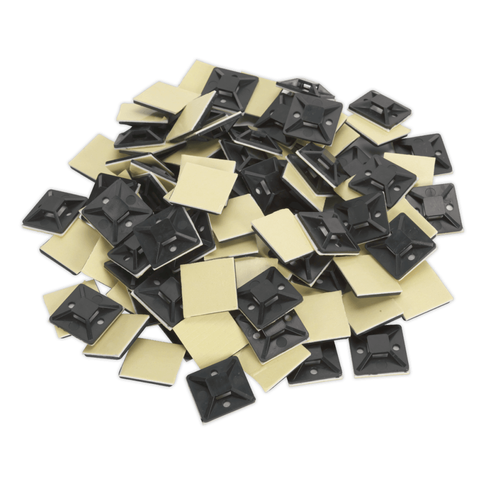 Sealey Self-Adhesive Cable Tie Mount 30 x 30mm Black Pack of 100 Model No-CTM3030B