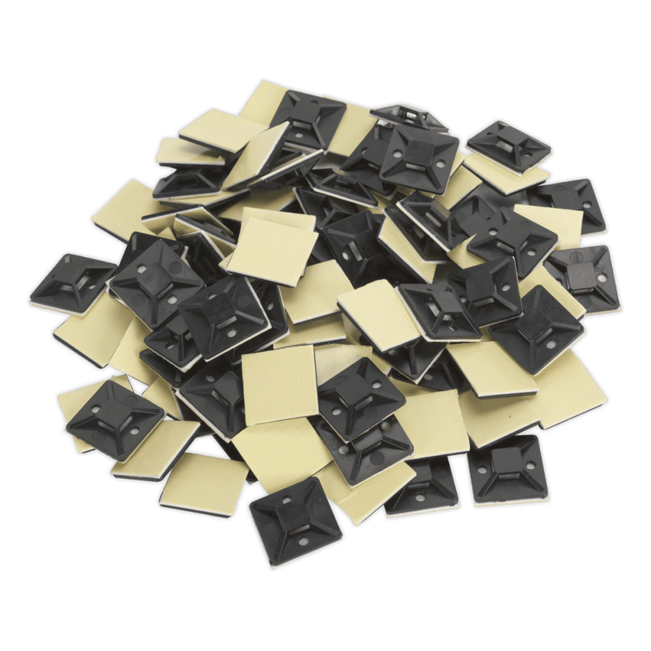Sealey Self-Adhesive Cable Tie Mount 30 x 30mm Black Pack of 100 Model No-CTM3030B