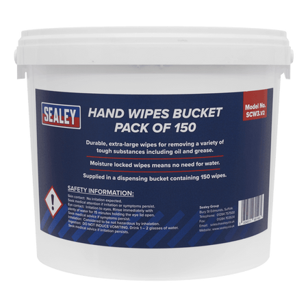Sealey Hand Wipes Bucket 3ltr Pack of 150 Model No-SCW3