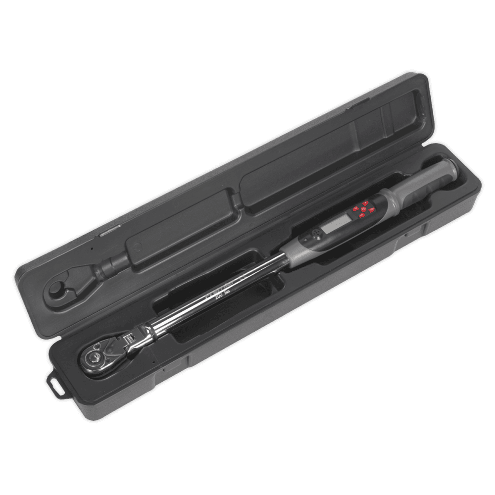 Sealey Angle Torque Wrench Flexi-Head Digital 1/2"Sq Drive 20-200Nm Model No-STW309
