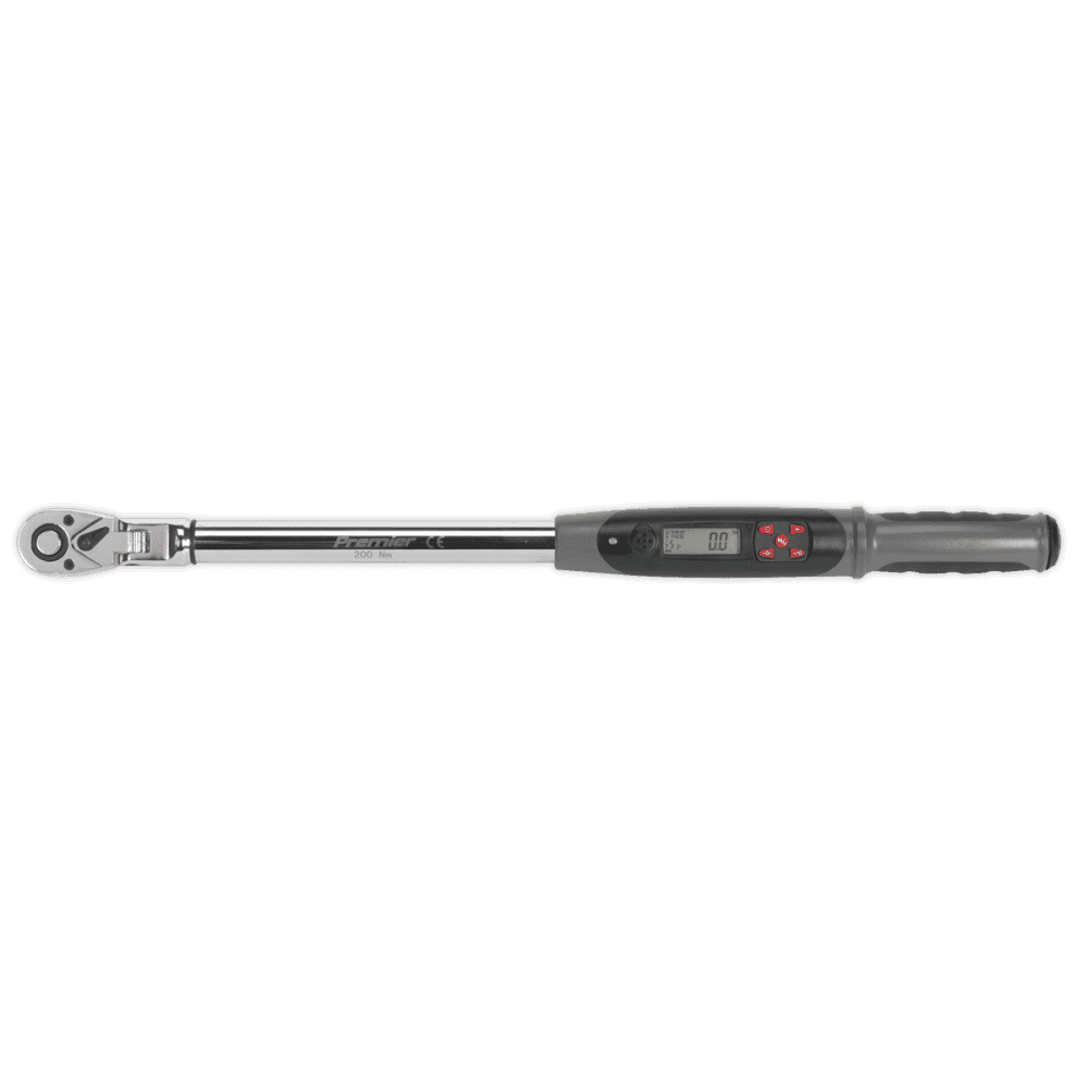 Sealey Angle Torque Wrench Flexi-Head Digital 1/2"Sq Drive 20-200Nm Model No-STW309