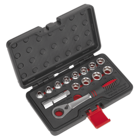 Sealey Socket Set 14pc Go-Through Low Profile WallDrive Metric Model No-AK6926