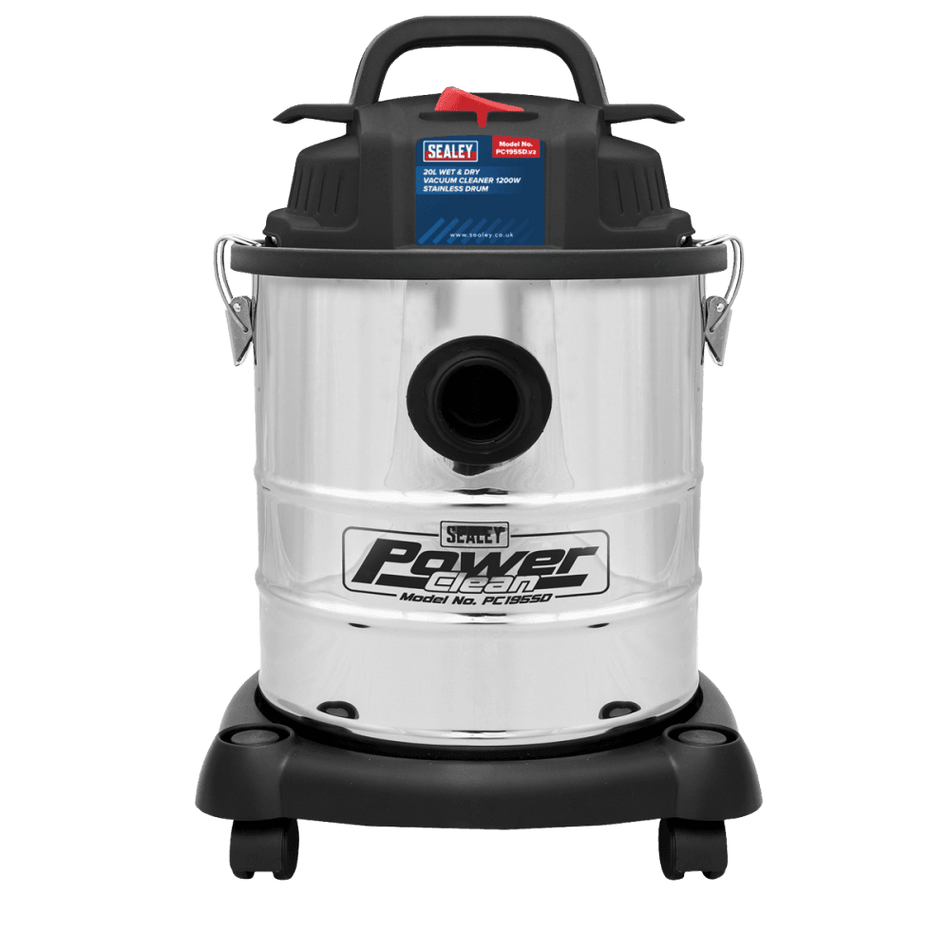 Sealey Vacuum Cleaner Wet & Dry 20ltr 1250W Stainless Drum Model No- PC195SD