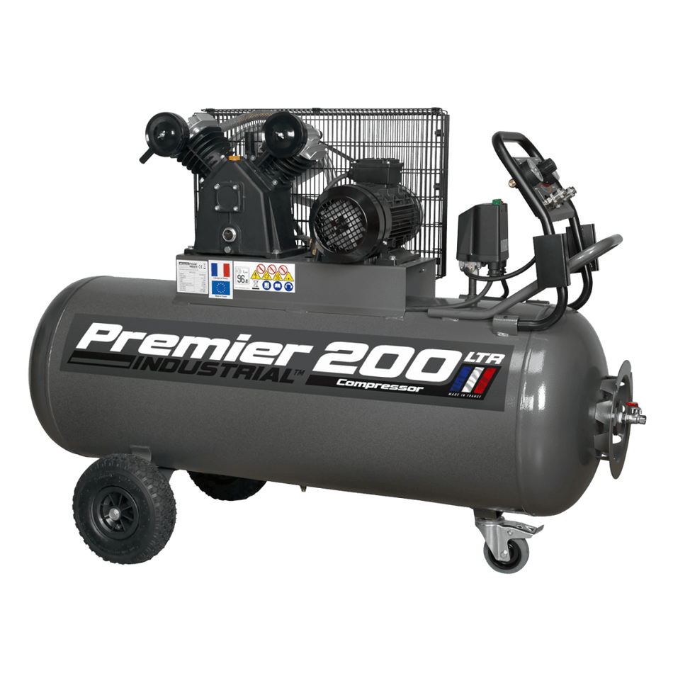 Sealey Compressor 200ltr Belt Drive 3hp with Front Control Panel 415V-3ph Model No- SAC3203B3PH