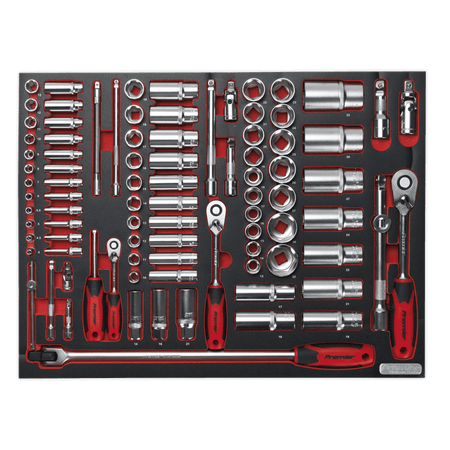 Sealey Tool Tray with Socket Set 91pc 1/4", 3/8" & 1/2"Sq Drive Model No- TBTP02