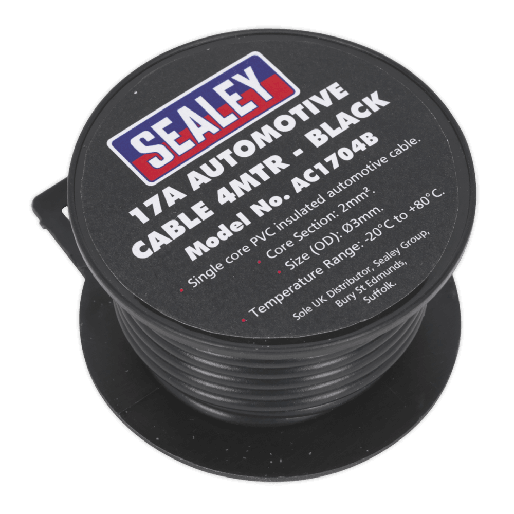 Sealey Automotive Cable 17A 4mtr Black Model No- AC1704B