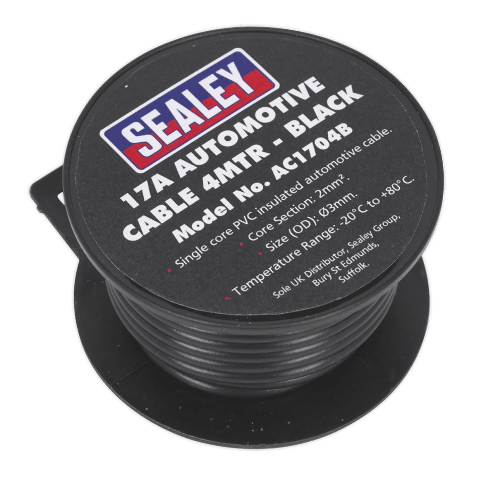 Sealey Automotive Cable 17A 4mtr Black Model No- AC1704B