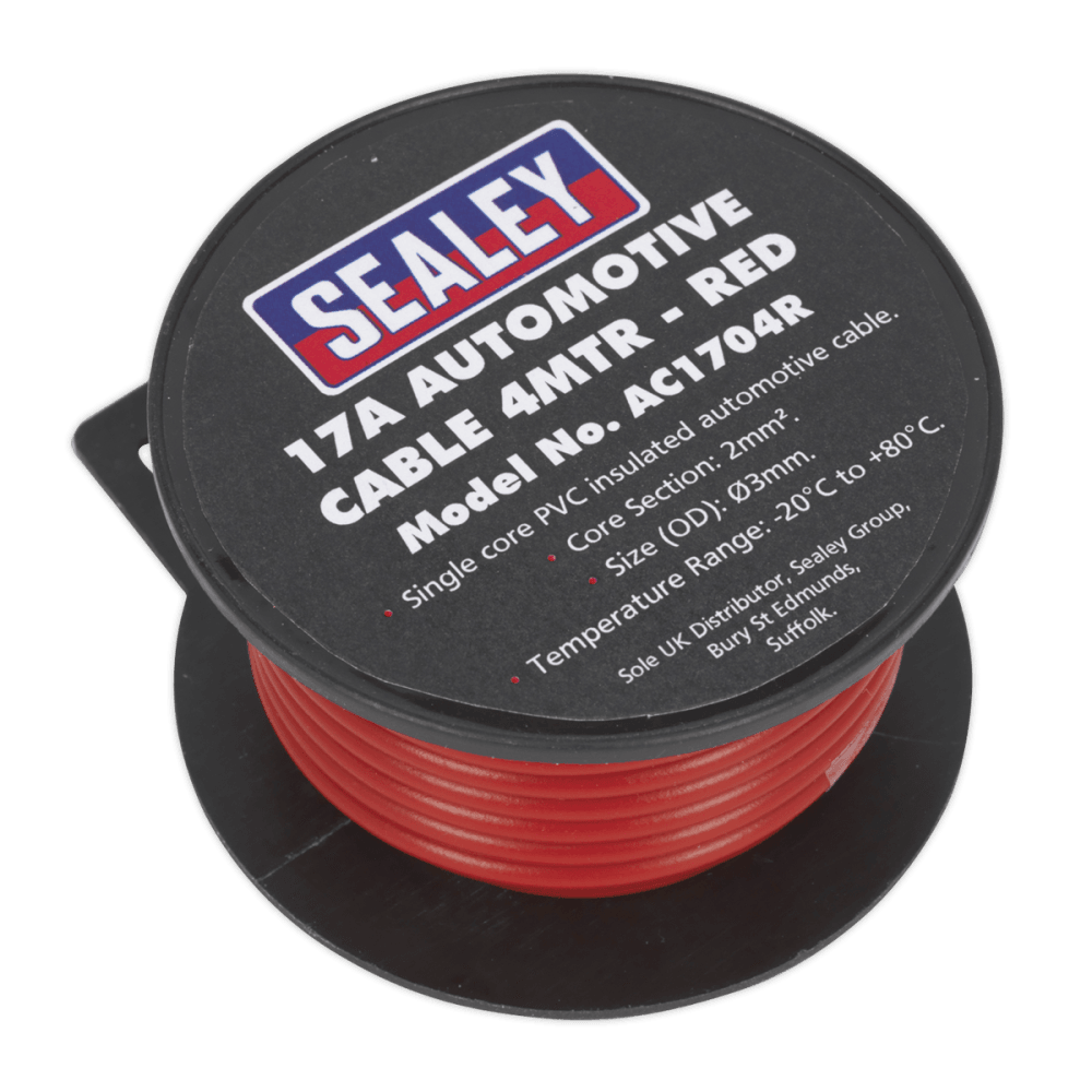 Sealey Automotive Cable 17A 4mtr Red Model No- AC1704R