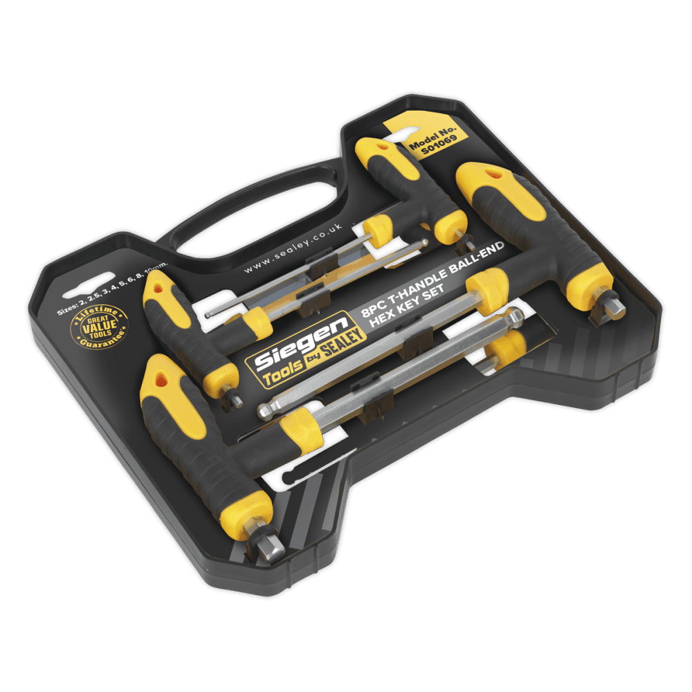 Sealey T-Handle Ball-End Hex Key Set 8pc Model No-. S01069