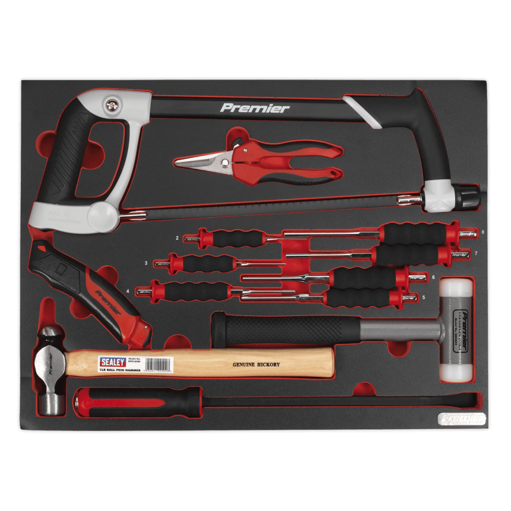 Sealey Tool Tray with Hacksaw, Hammers & Punches 13pc Model No- TBTP06UK