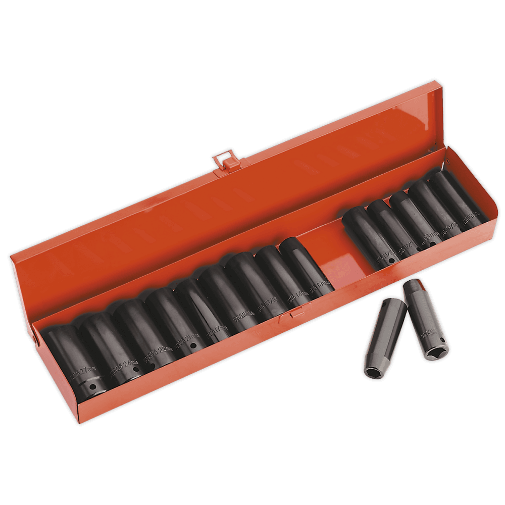 Sealey Impact Socket Set 16pc Deep 1/2"Sq Drive Metric/Imperial Model No-AK685