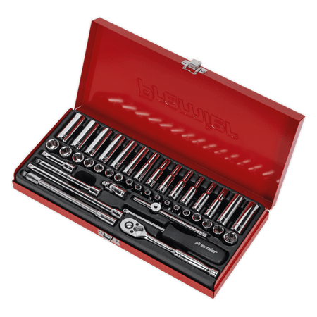 Sealey Socket Set 41pc 1/4"Sq Drive 6pt WallDrive - DuoMetric Model No-AK690
