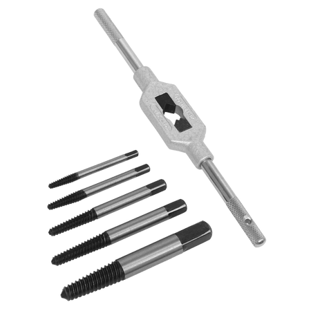 Sealey Screw Extractor Set with Wrench 6pc Helix Type Model No-AK721