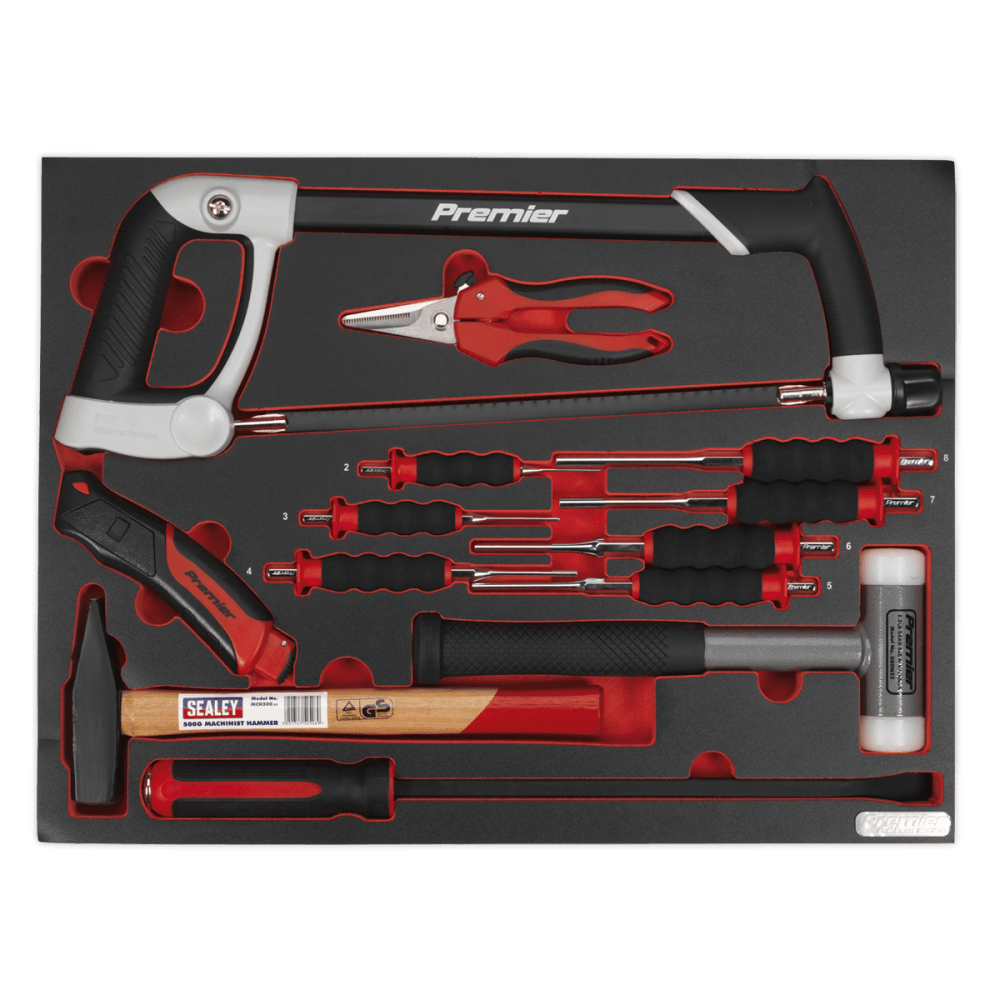 Sealey Tool Tray with Hacksaw, Hammers & Punches 13pc Model No- TBTP06EU