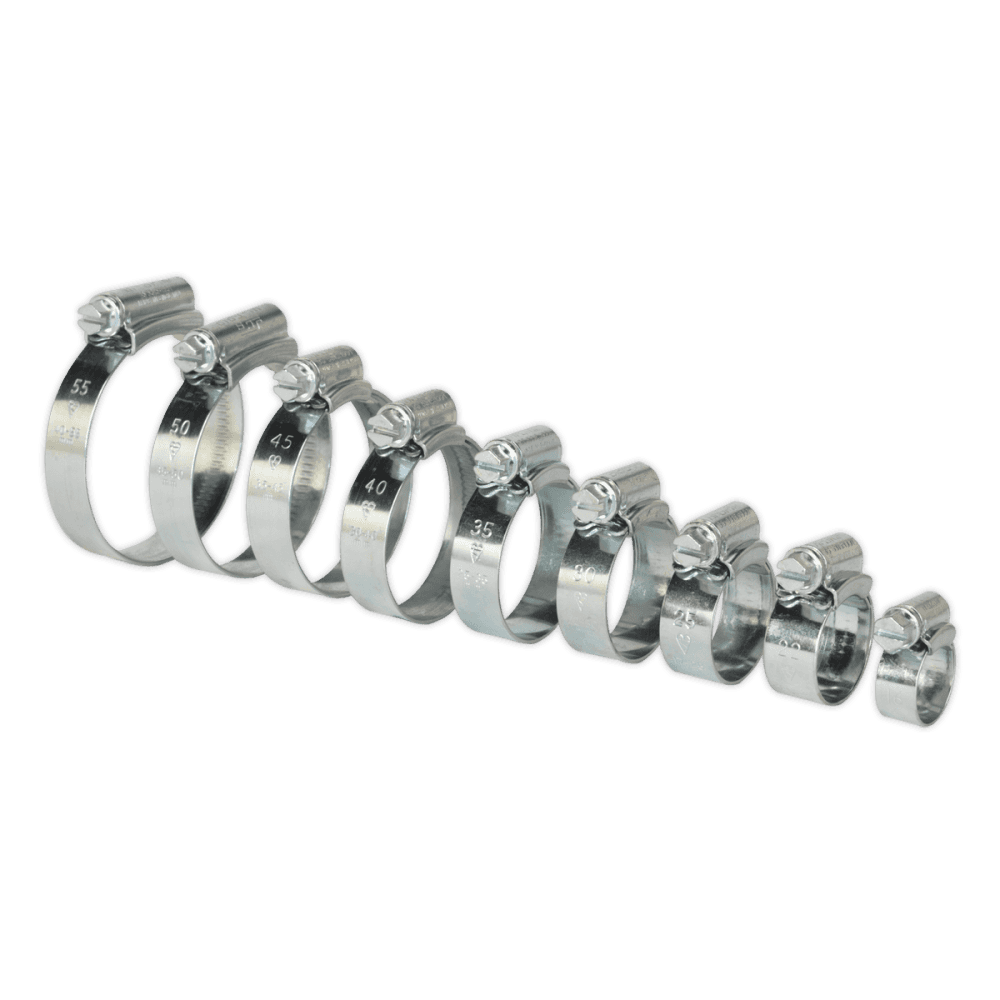 Sealey HI-GRIP® Zinc Plated Hose Clip Assortment 9.5-55mm 85pc Model No- HCJ85A
