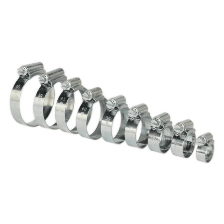 Sealey HI-GRIP® Zinc Plated Hose Clip Assortment 9.5-55mm 85pc Model No- HCJ85A