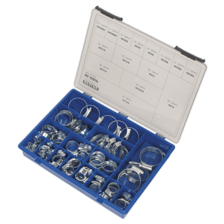 Sealey HI-GRIP® Zinc Plated Hose Clip Assortment 9.5-55mm 81pc Model No- HCJ85AC