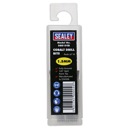 Sealey HSS Cobalt Drill Bit 1.5mm Pack of 10 Model No- DB015CB