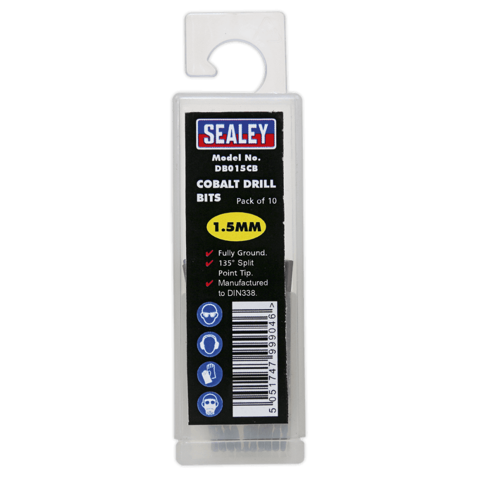 Sealey HSS Cobalt Drill Bit 1.5mm Pack of 10 Model No- DB015CB