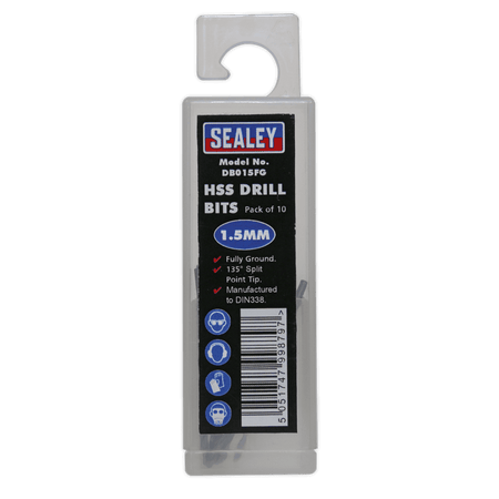 Sealey HSS Drill Bit 1.5mm Pack of 10 Model No- DB015FG