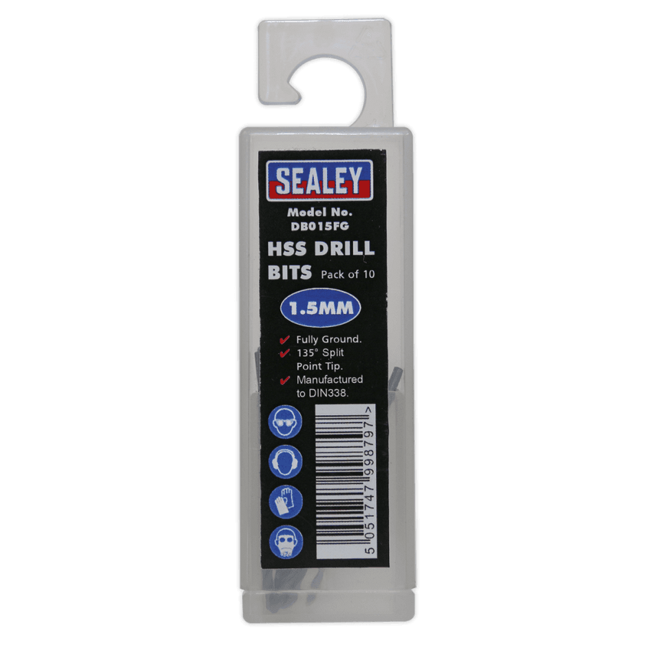 Sealey HSS Drill Bit 1.5mm Pack of 10 Model No- DB015FG