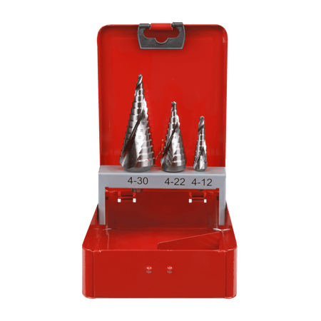 Sealey HSS M2 Step Drill Bit Set 3pc Spiral Flute Model No- AK4743