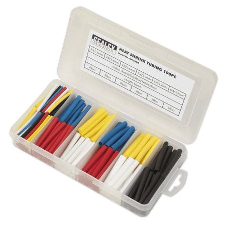 Sealey Heat Shrink Tubing Mixed Colours 50mm 190pc Model No- HST50MC