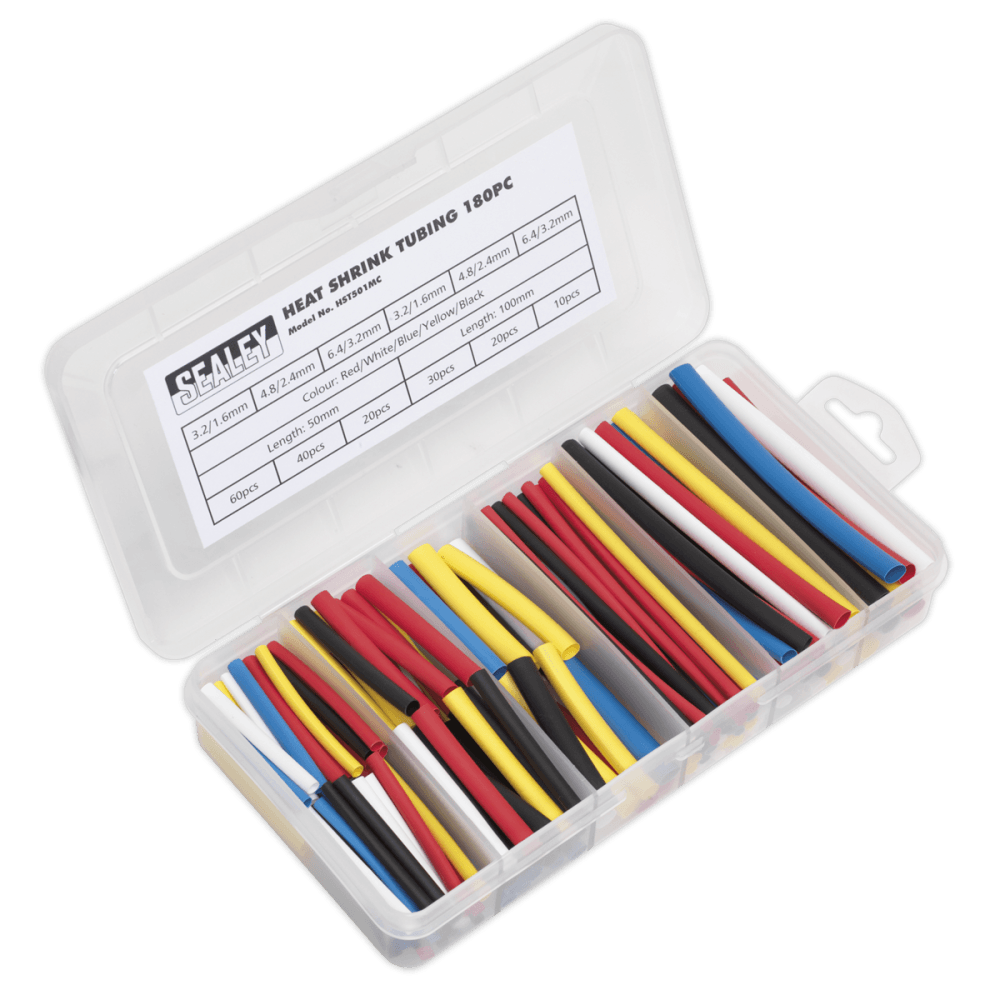 Sealey Heat Shrink Tubing Mixed Colours 50 & 100mm 180pc Model No- HST501MC