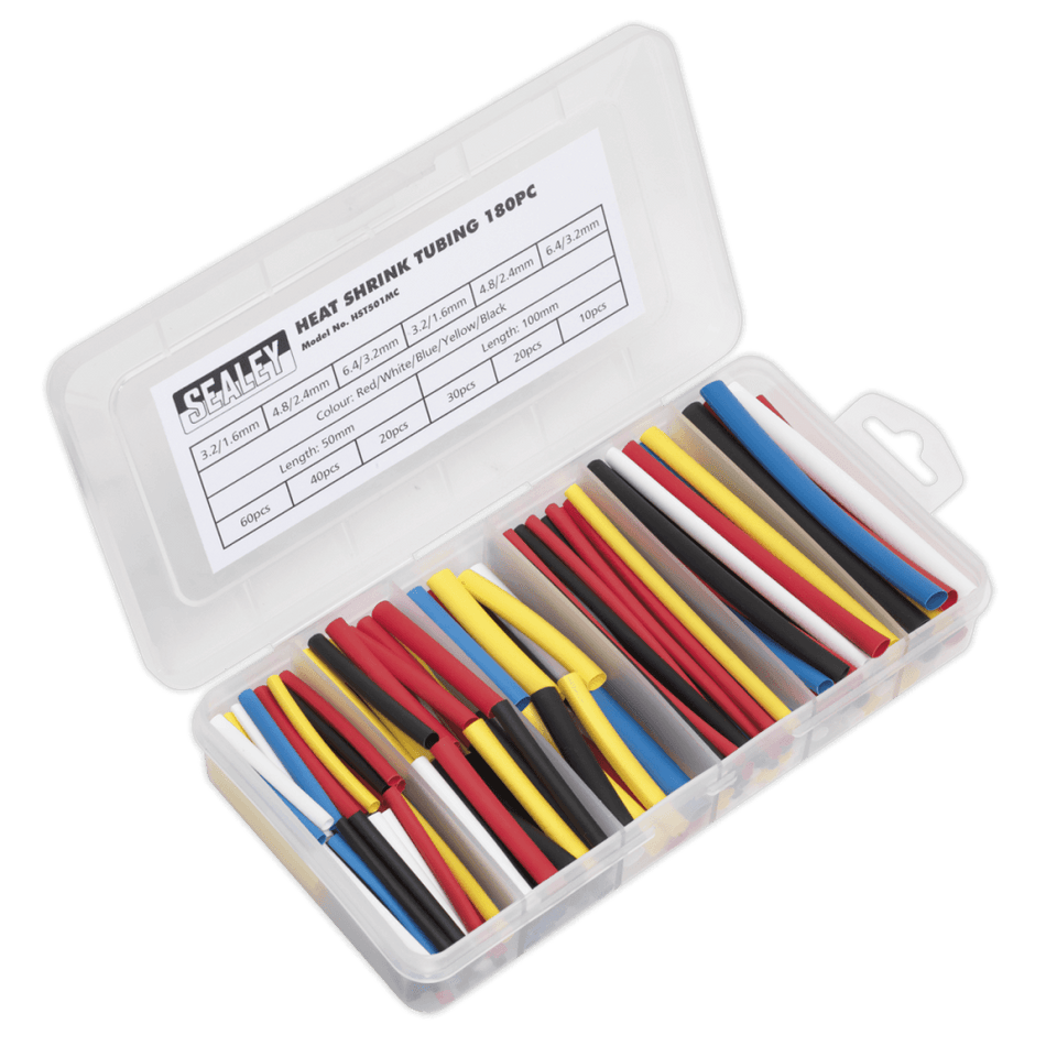 Sealey Heat Shrink Tubing Mixed Colours 50 & 100mm 180pc Model No- HST501MC