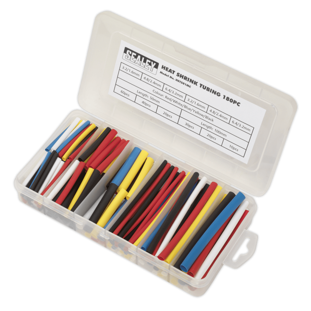 Sealey Heat Shrink Tubing Mixed Colours 50 & 100mm 180pc Model No- HST501MC