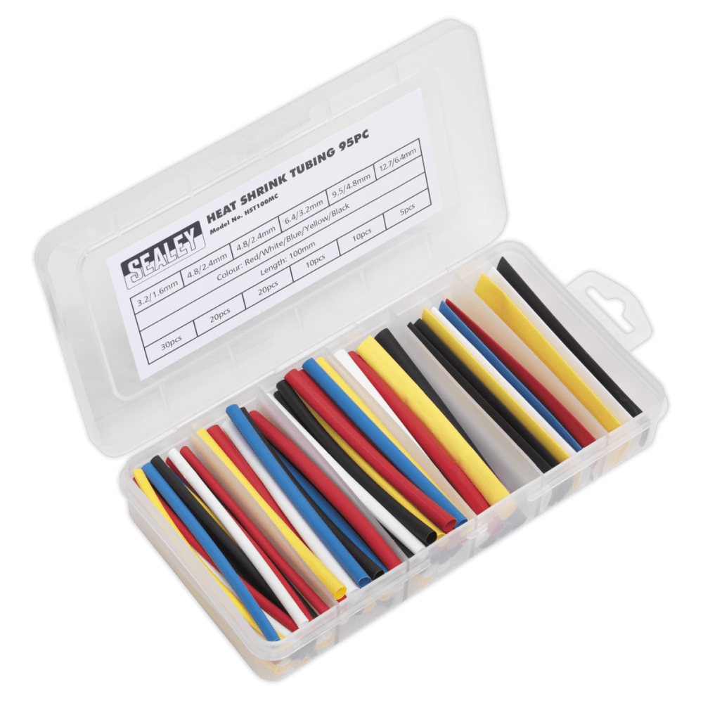 Sealey Heat Shrink Tubing Mixed Colours 100mm 95pc Model No- HST100MC