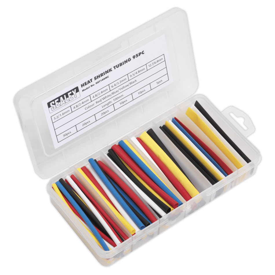 Sealey Heat Shrink Tubing Mixed Colours 100mm 95pc Model No- HST100MC