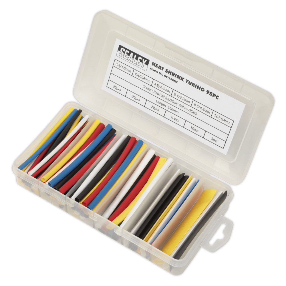 Sealey Heat Shrink Tubing Mixed Colours 100mm 95pc Model No- HST100MC