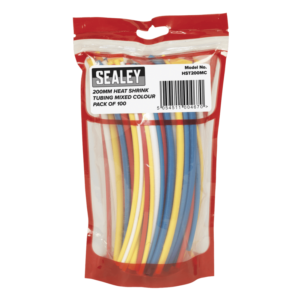 Sealey Heat Shrink Tubing Mixed Colours 200mm Pack of 100 Model No- HST200MC
