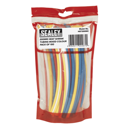 Sealey Heat Shrink Tubing Mixed Colours 200mm Pack of 100 Model No- HST200MC
