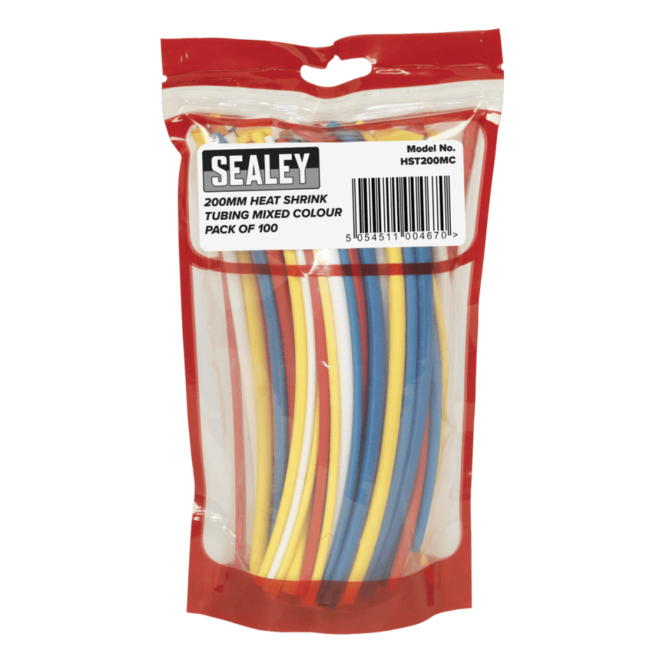 Sealey Heat Shrink Tubing Mixed Colours 200mm Pack of 100 Model No- HST200MC