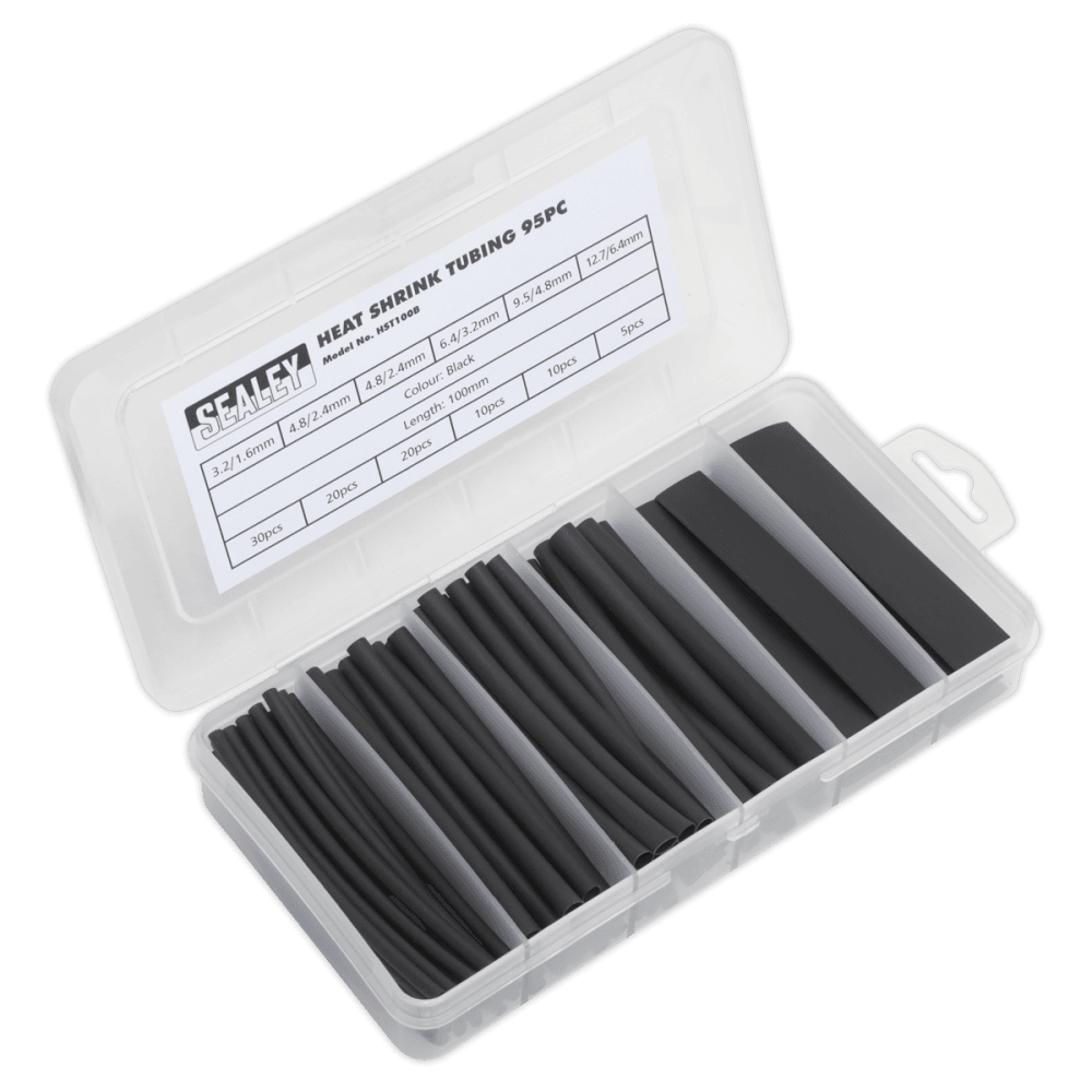 Sealey Heat Shrink Tubing Black 100mm 95pc Model No- HST100B