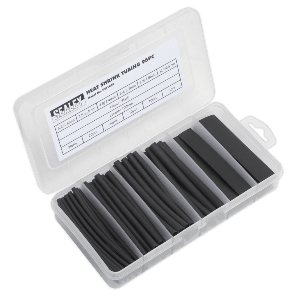 Sealey Heat Shrink Tubing Black 100mm 95pc Model No- HST100B