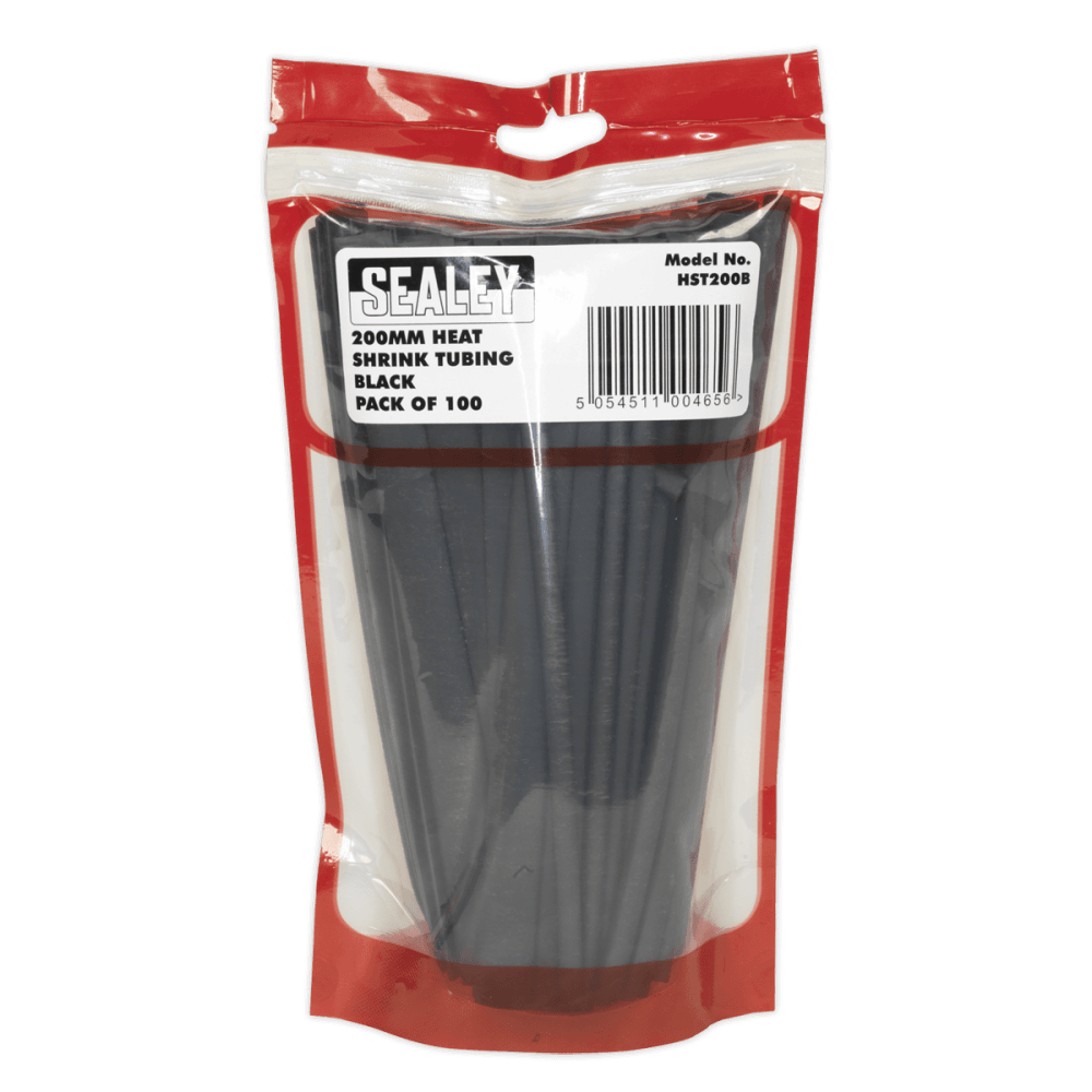 Sealey Heat Shrink Tubing Black 200mm Pack of 100 Model No- HST200B